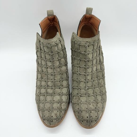 MI.IM Lavin Woven Suede D'Orsay Dip Ankle Bootie In Olive Green Size 7.5 Boho - Picture 5 of 12